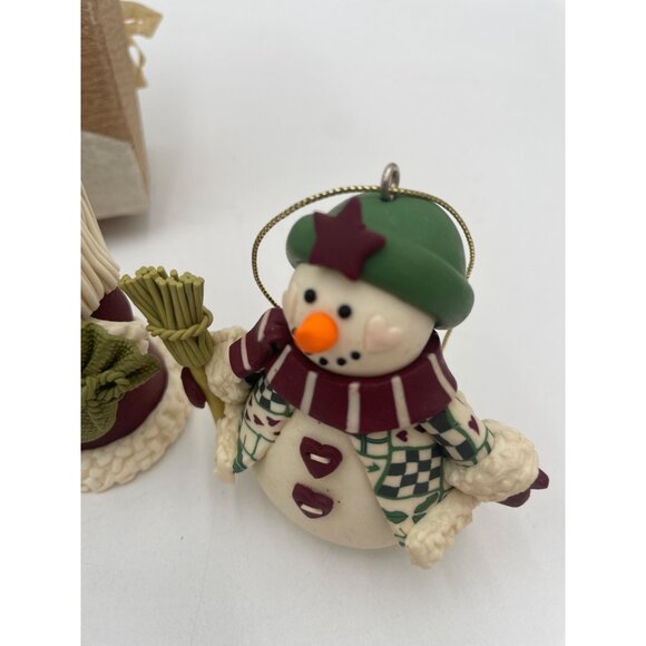 Set Of 5 Handmade Clay Holiday Ornaments With Snowman & Angel Designs Includes G - Picture 8 of 15